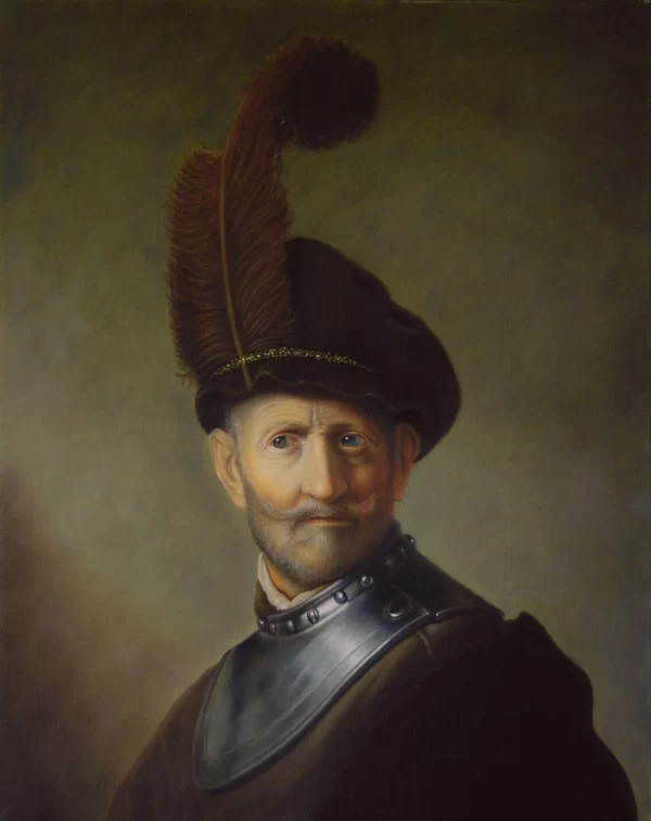 An Old Man in Military Costume by artist Peter Segasby